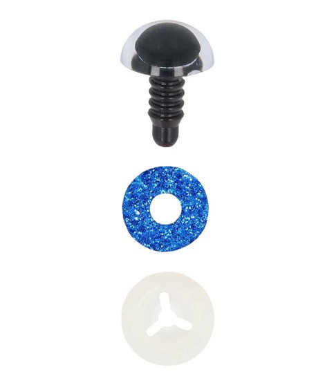 Opry Veiligheidsogen - Glitter Blauw - 12mm